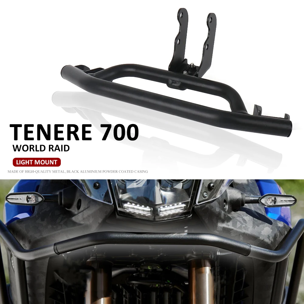 

For Yamaha Tenere700 Tenere TENERE 700 World Raid 2022 2023 LED Light Mount Bracket Bar Fog Lamp Holder Front Crash Bar Guard