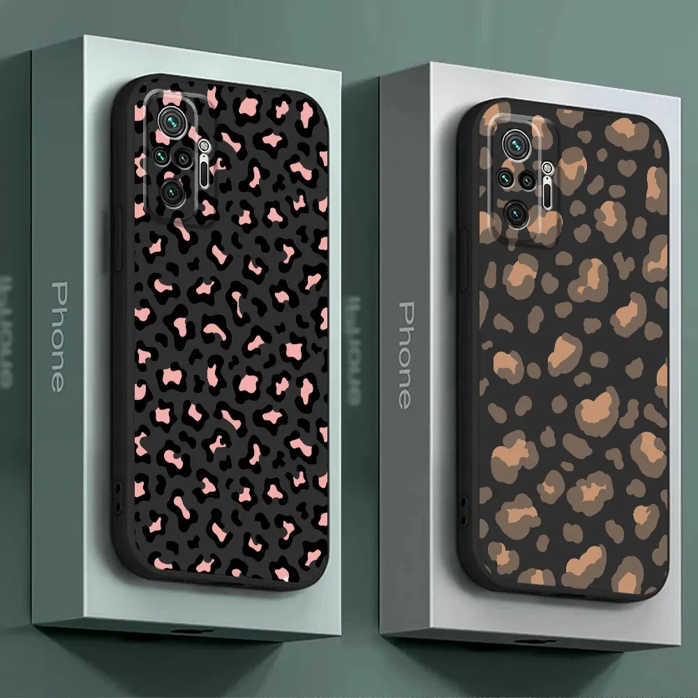 Leopard Print Phone Case for Xiaomi Redmi Note 11S 9S 12 13 Pro 10S 12S 9 8 7 9T 10 8T 11 Pro 11 Black Soft Cover Luxury Matte