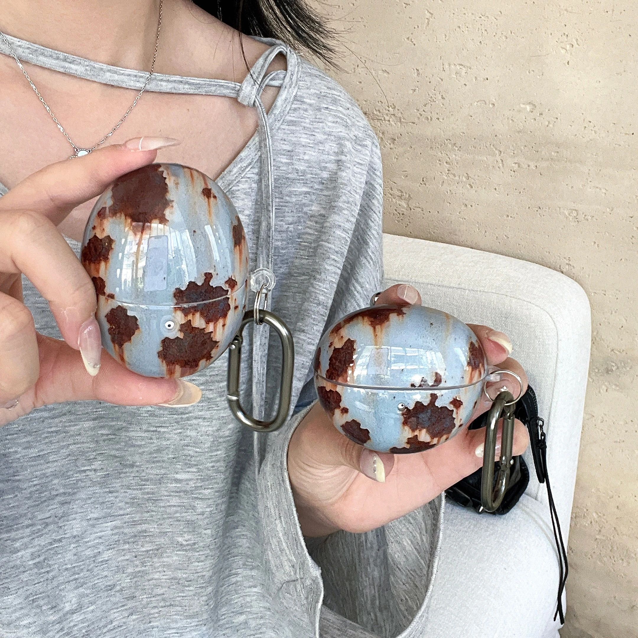 

Creative Vintage Rust Earphone Case For Huawei FreeClip 6 5i 6i SE2 SE3 Pro3 Pro4 Wireless Earphone Cover Charging Box