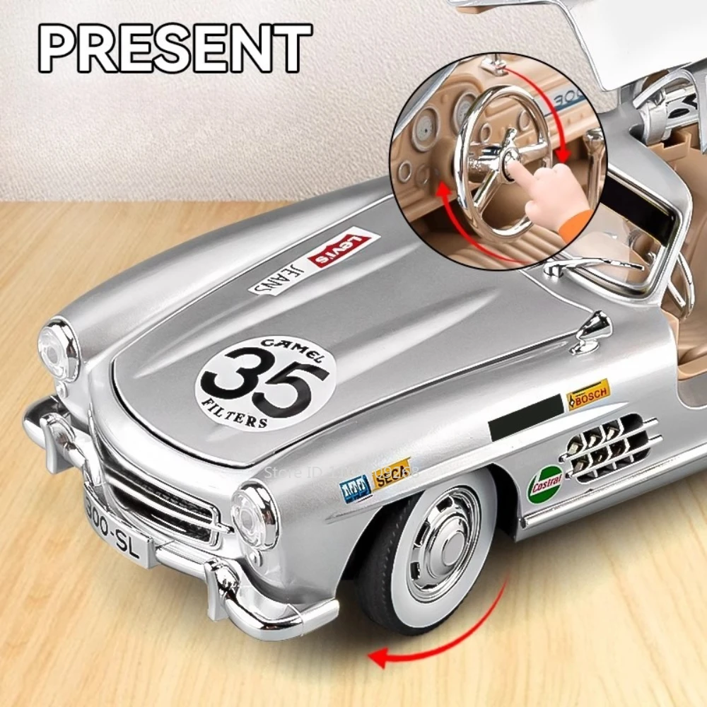 Scale 1:24 300SL GTR F1 Safety Car Model Toy Doors Opened Pull Back Sound Light Shock Absorption Vehicle Models Kids Best Toys