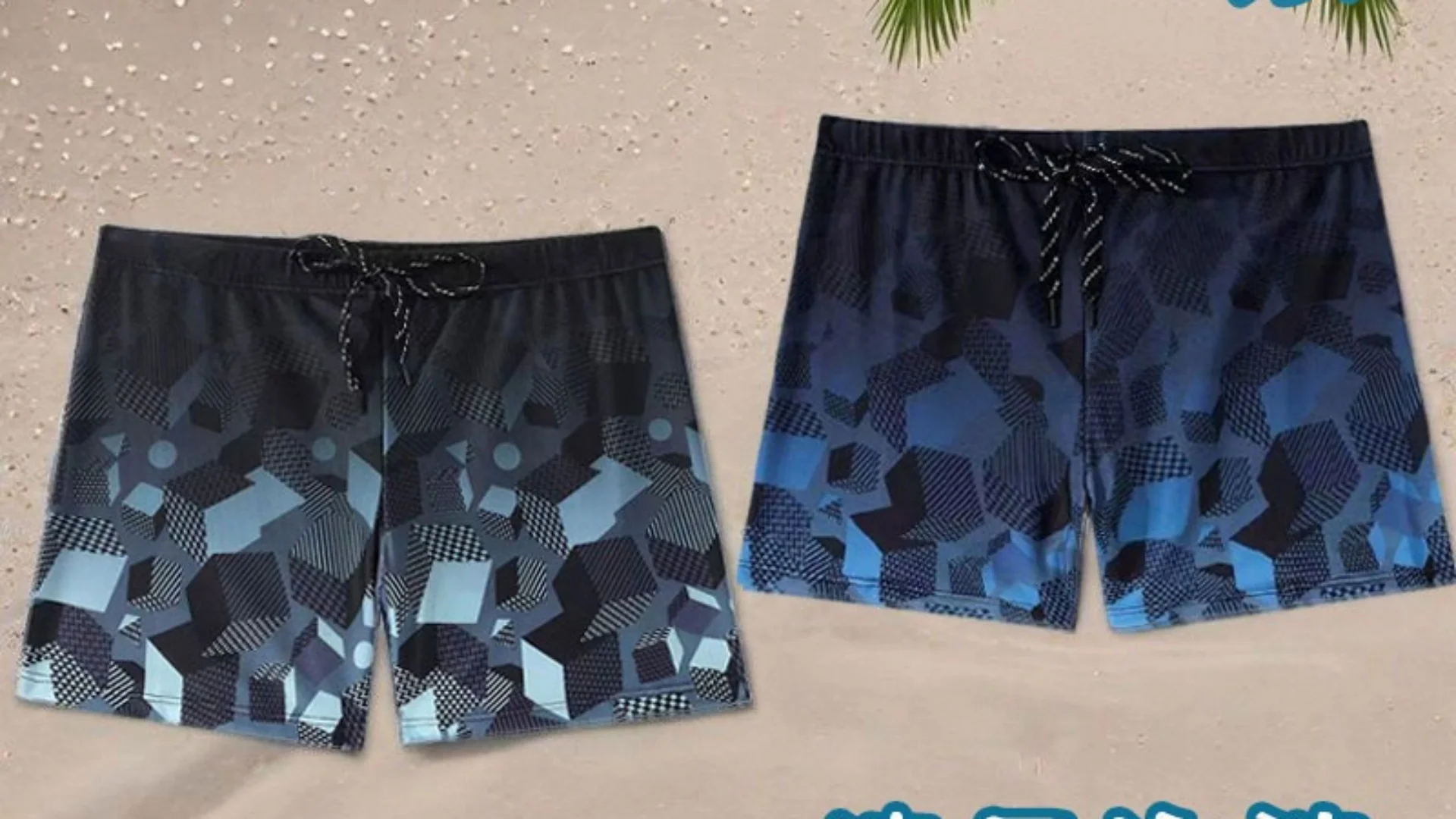Summer three part flat leg pants, single-layer men's swimming trunks, quick drying new style with rope, sports breathable beach