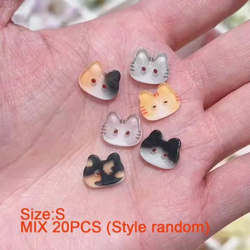 20 Stück niedliche Katzen-Knöpfe mit zwei Augen, 12 mm, bunte Cartoon-Katzen-Harzknöpfe, DIY-Knöpfe für Kinderkleidung, Hüte, Socken – Detail 4