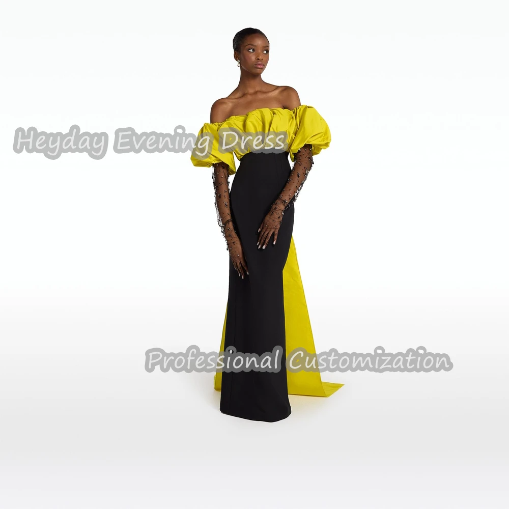 

Heyday Off-the-shoulder Saudi Arabia Long Sleeves Mermaid Prom Gown Sexy Crepe Floor Length Elegant luxury Dress For Women 2024