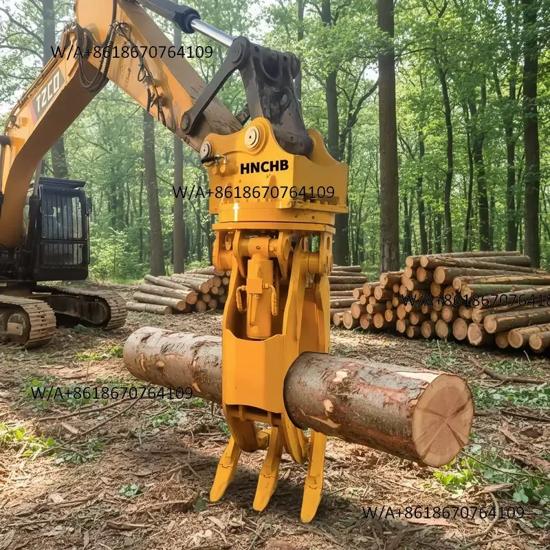 Suitable for Forestry Wood Grapple Stone Rock Excavator Hydraulic Rotating Grab Rotary Grapple for Logs Wood Rock Stone Scrap