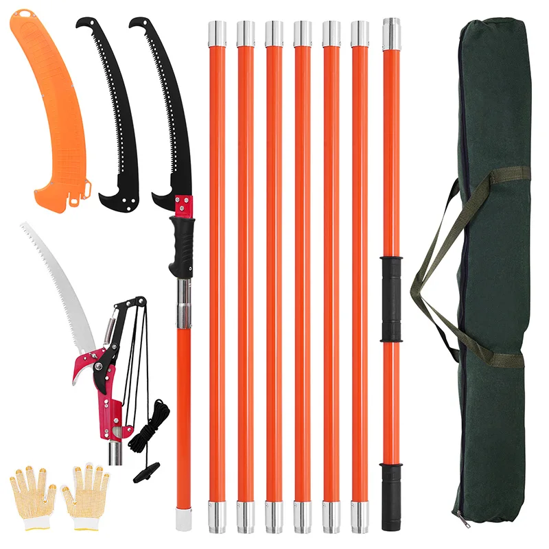 Scie à perche manuelle à 8 sections, sécateur d'arbres extensible, scie d'élagage à haute altitude pour la coupe des Branches, longueur réglable, scie haute