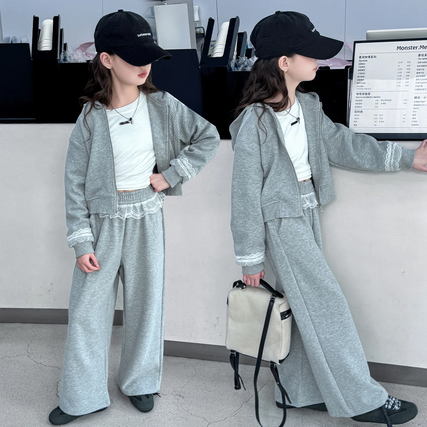 

2025 Spring and Autumn Girls' Children's Clothing High Quality High Quality Lace Set