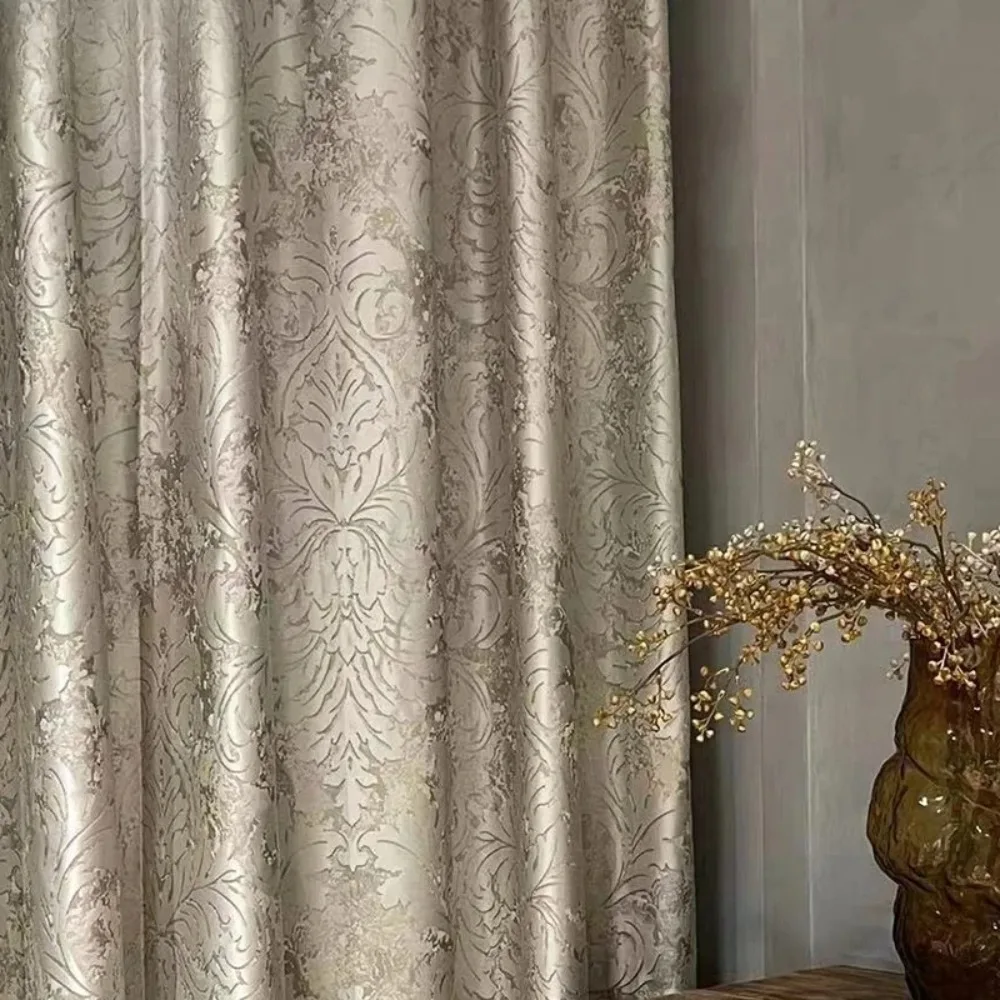 Gold Jacquard Curtains for Living Room Villa French Light Luxury High-precision Fabrics Vertical Blackout Bedroom Customization