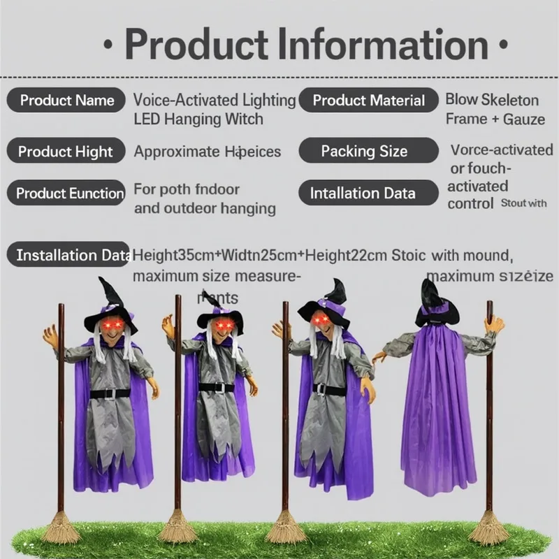 

Halloween Glow Fly Witch Escape Voice Control Screaming Inserted Room Terrifying Haunted House Supplies Daily Parody Props New