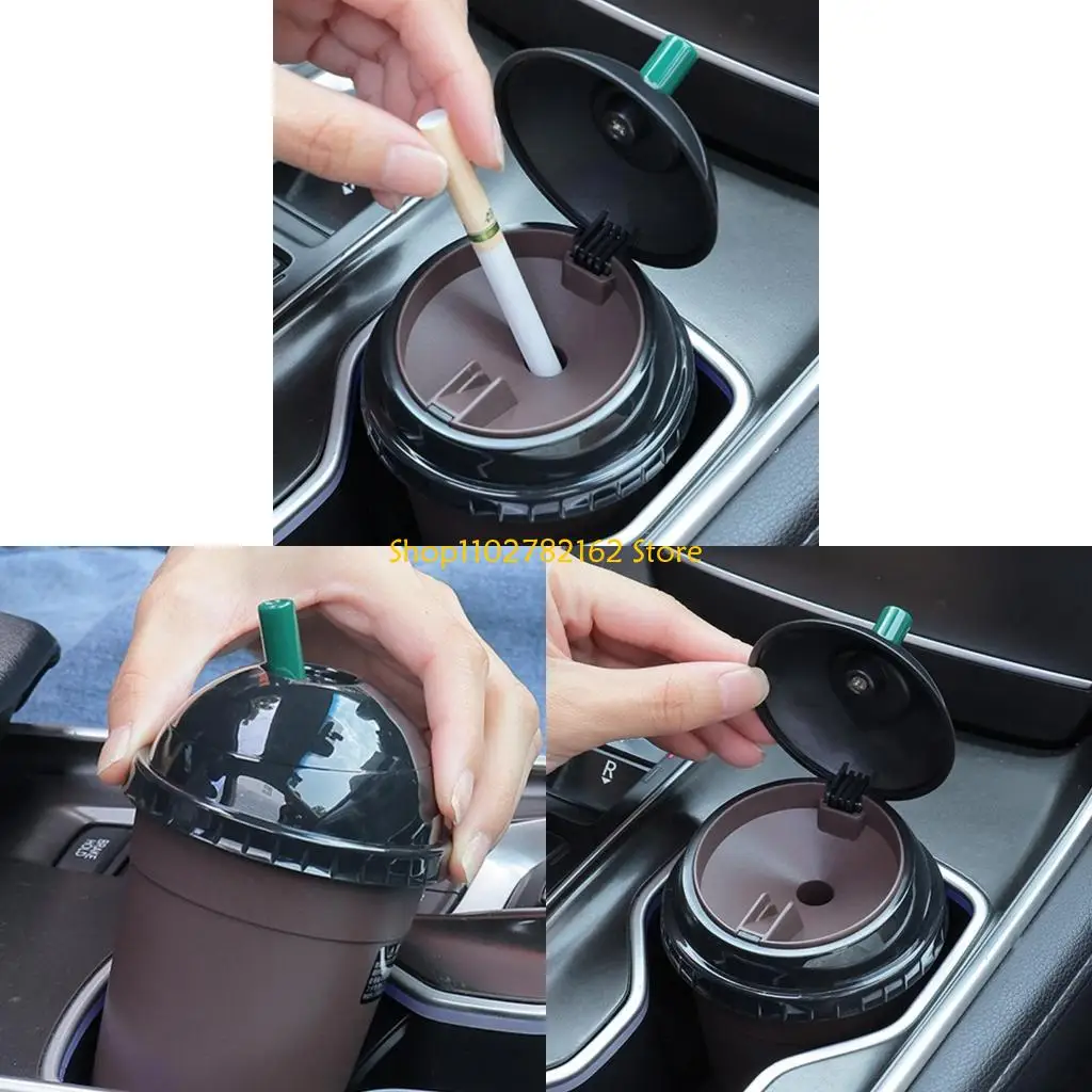 

547B Car ABS Ashtray with Lid Easy Clean Up Auto Ashtray Storage Cup for Most Car Cup Holder Home Offices