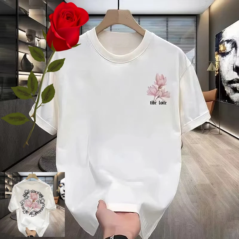 

2025 Summer New Summer High-end Quality Cool Loose Cotton Crew Neck T-shirt Men and Women