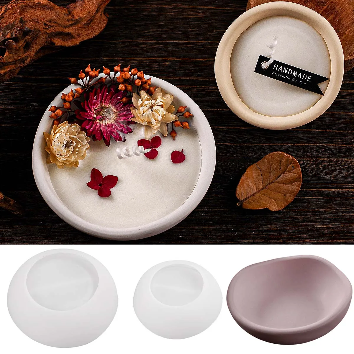 Unregelmäßige Kerzenhalter-Silikonform DIY Handgemachtes Schmuck-Display-Tablett Gips-Harz-Aufbewahrungstablett Vasen-Bastelformen Wohndekor