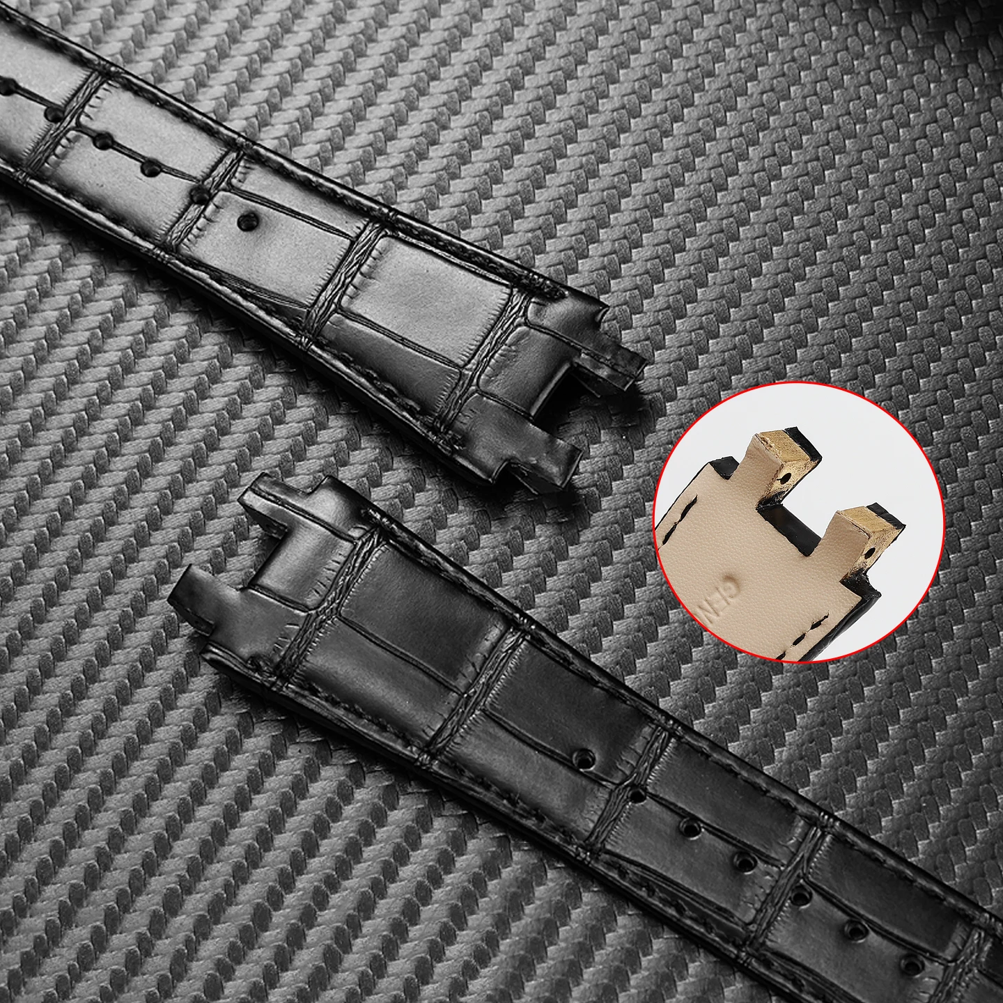 Black Cowhide strap men's bracelet For Ulysse Nardin BLAST Series Biconvex interface Band Athens 246-00 43mm dial watch strap