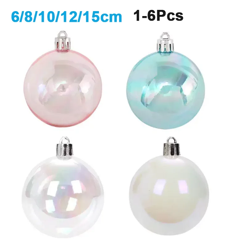 6/8/10/12/15cm Christmas Tree Decor Colorful Christmas Ball Colorful Plastic Halloween Christmas Pendants Color Transparent Ball