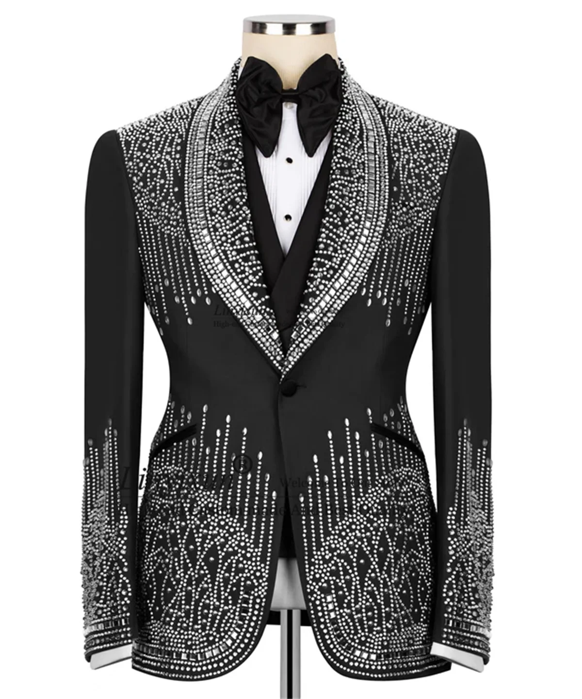 Brilhante strass diamante ternos de casamento para homens 3 peças conjuntos noivo masculino blazers personalizado xale etiqueta smoking ropa homre