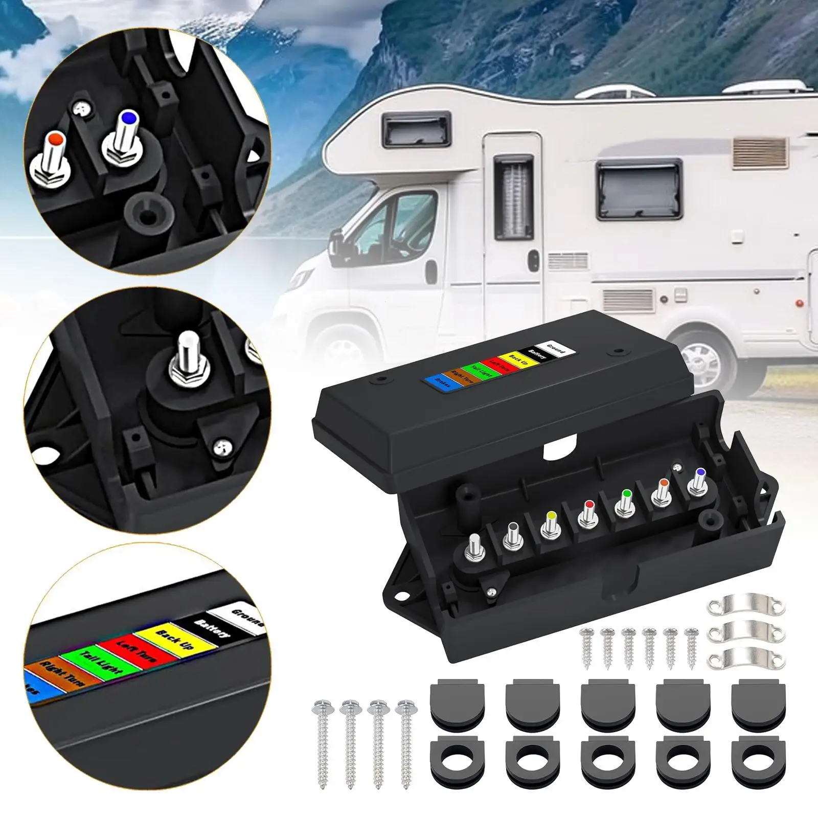 

7 Way Trailer Junction Box for Towable Vehicles Food Trucks Caravans