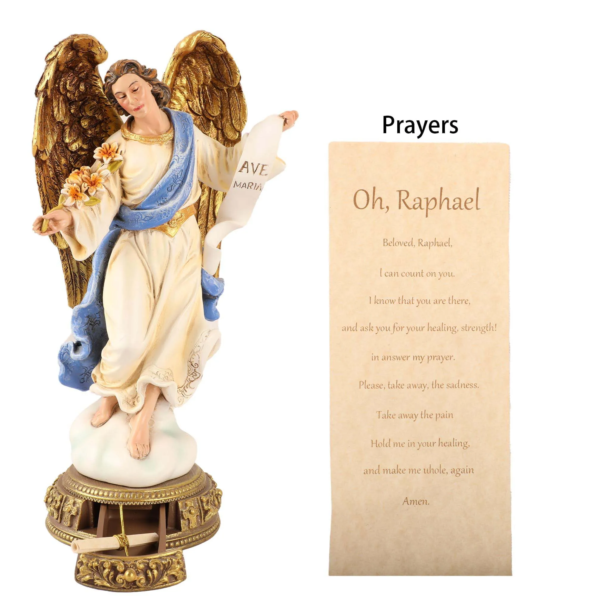 27cmH Archangel Gabriel Christmas Figurines Decorations Figurines Holiday Sculpture Tabletop Scenes Festival Gift Home Decor