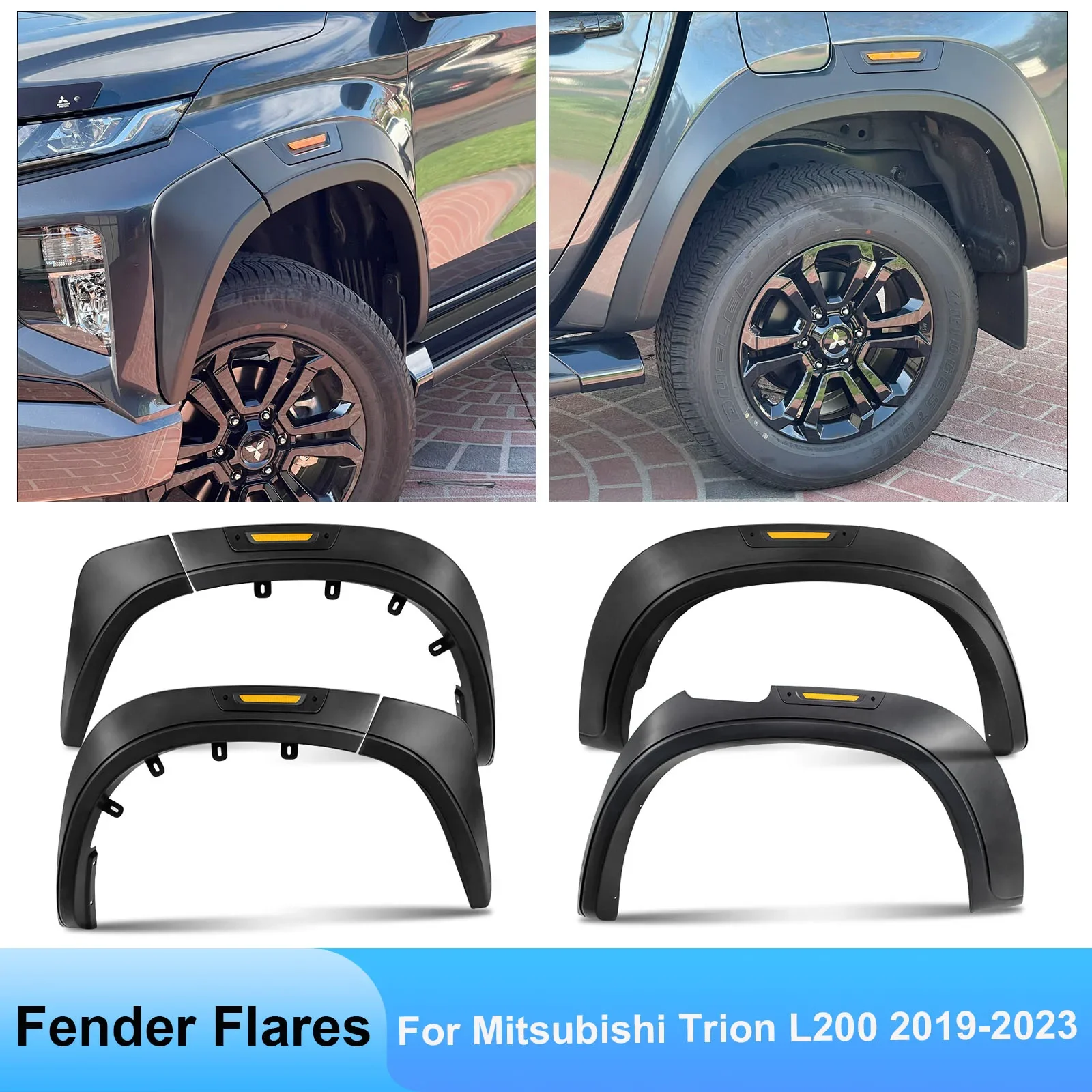 Fender Flares Wheel Arch with Reflector for Mitsubishi Trion L200 2019 2020 2021 2022 2023 Double Cabin Models 4X4 Car Styling