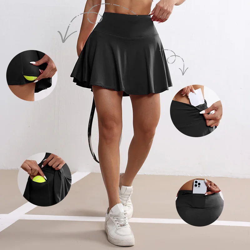 CHRLEISURE Athletic Tennis Golf Skorts Women Pleated Tennis Skirt with 4 Pockets Workout Running Sports Shorts Casual Wearewear