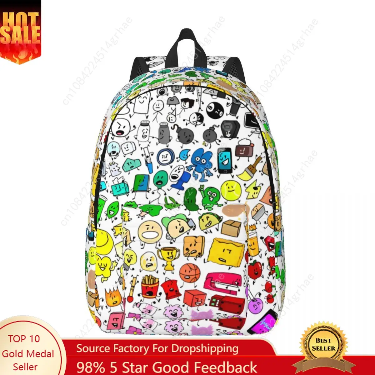 BFDI Inanimate Insanity All Characters Cool Backpack Sport Business Battle for Dream Island Daypack Laptop Computer Shoulder Bag