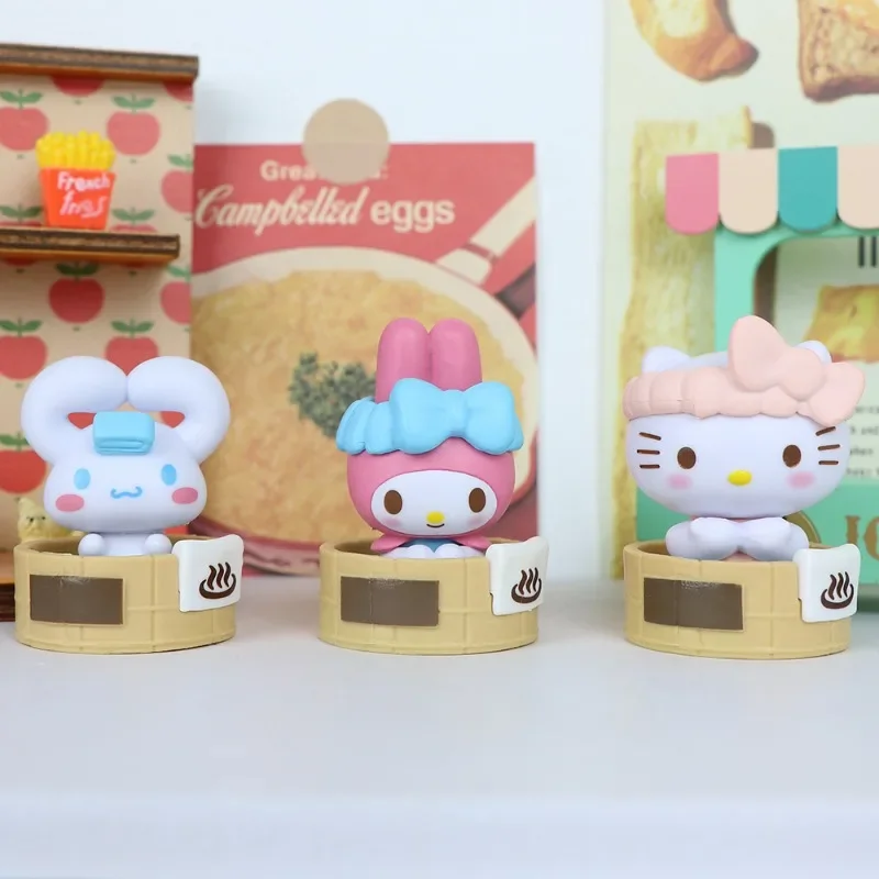Sanrio Hot Spring Series Melody Pacha Dog Hello Kitty Niedliche Blindbox Figur Anime Puppe Egg Twister