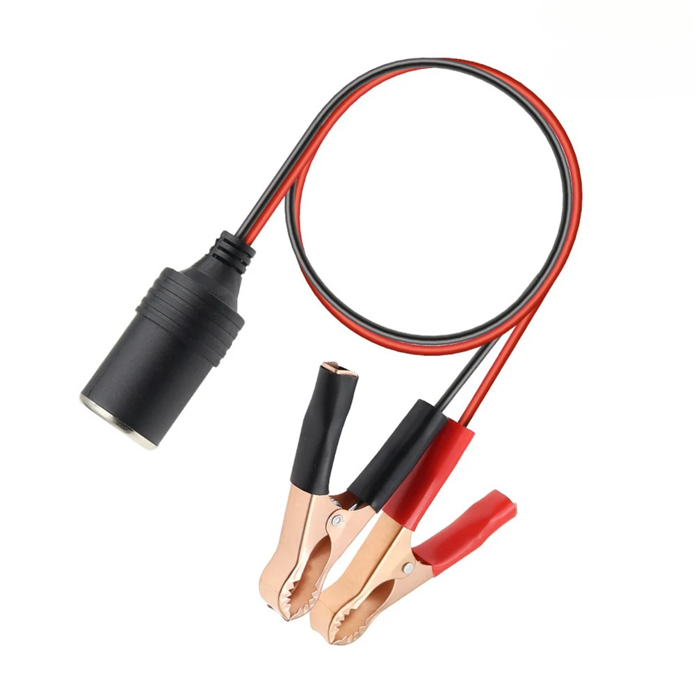 

12 Volt 50 Amp Battery Clamp Adapter with Female Socket and Copper Plated Crocodile Clips for Automotive Power