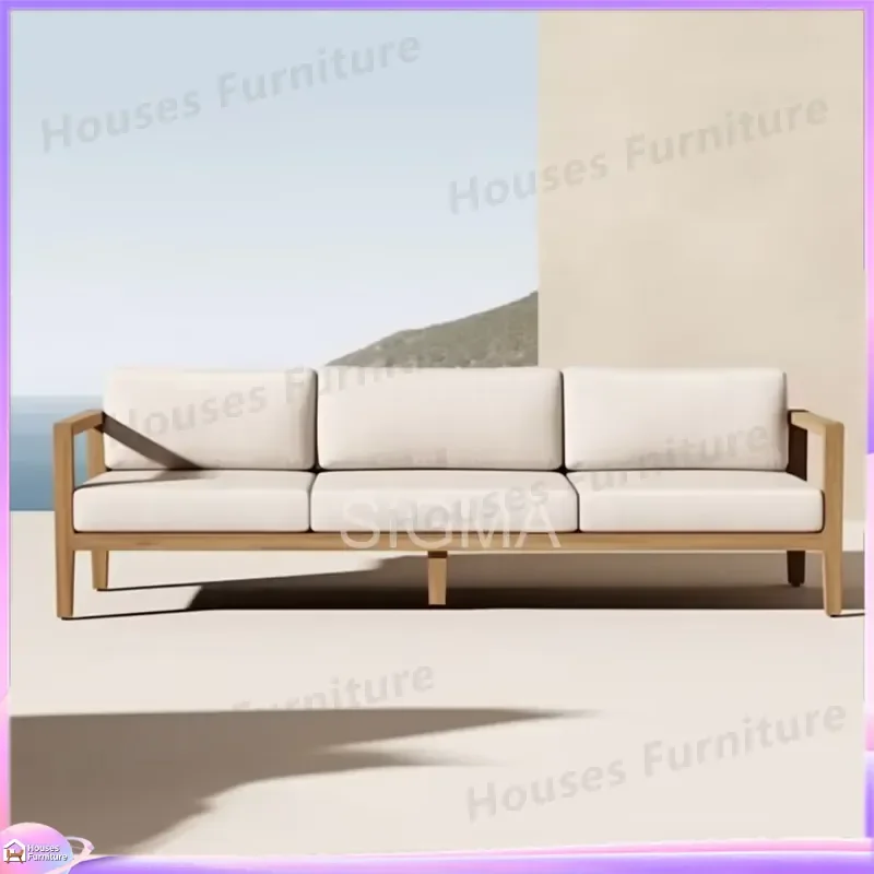 Classic European Teak Outdoor Sofa Anti Corrosion Rust Proof Garden Leisure Furniture Patio Deck Yard Seating Set Weather