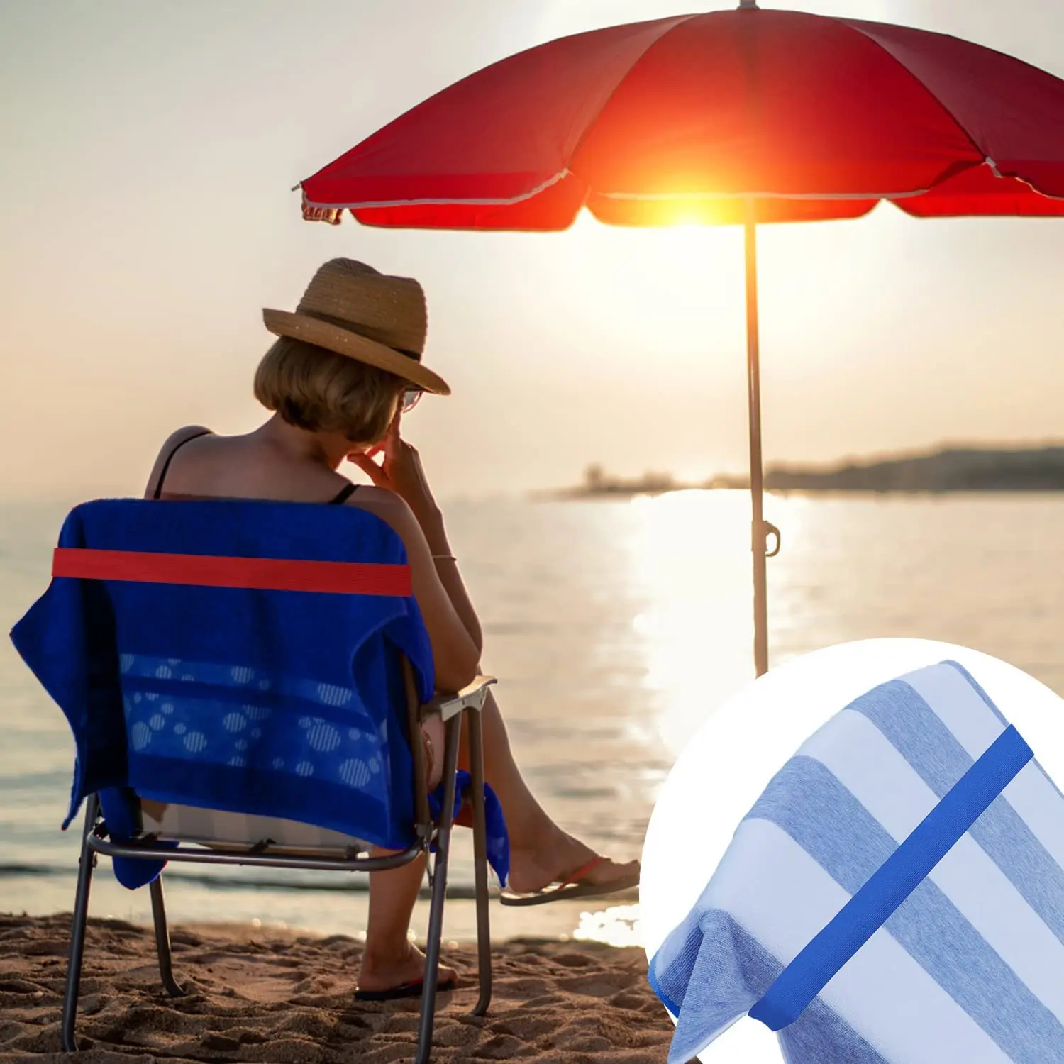 Faixas de toalha leves, clipes elásticos de toalha para cadeira de praia, suporte de toalha à prova de vento, tiras duráveis para cadeiras de praia, cadeiras de piscina