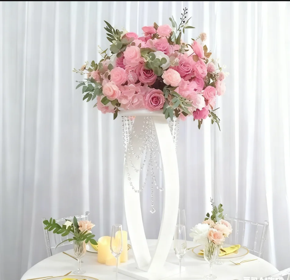 

80cm Gold-Plated Curved Wedding Flower Display Stand Event Decorative Props Table Centerpiece Backdrop Decor