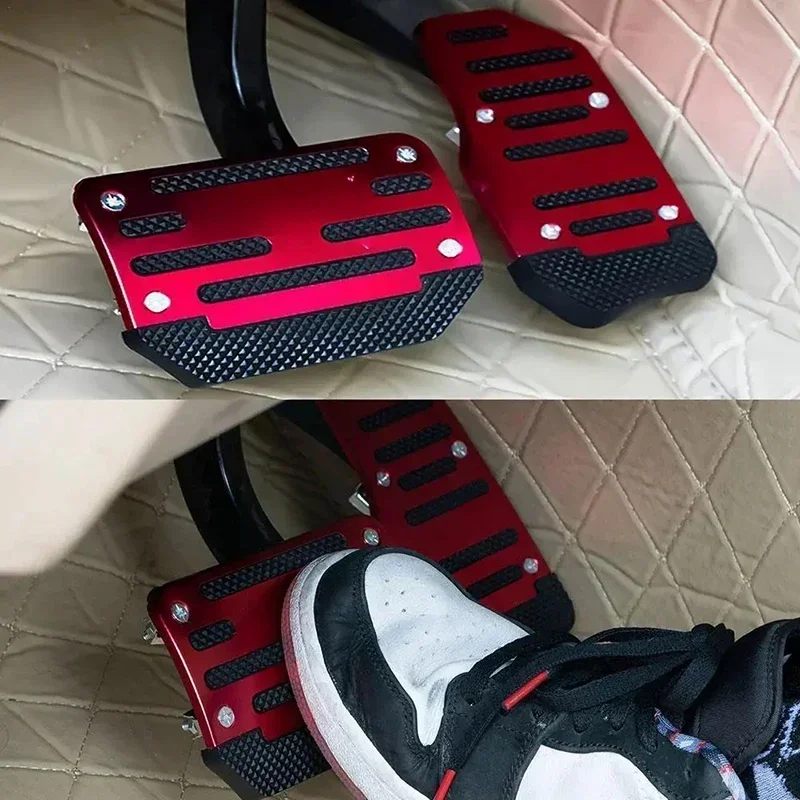 Universal Non-Slip Car Pedals - Easy Install Safety Accessory for Manual & Automatic Vehicles - Stylish Red & Blue Design