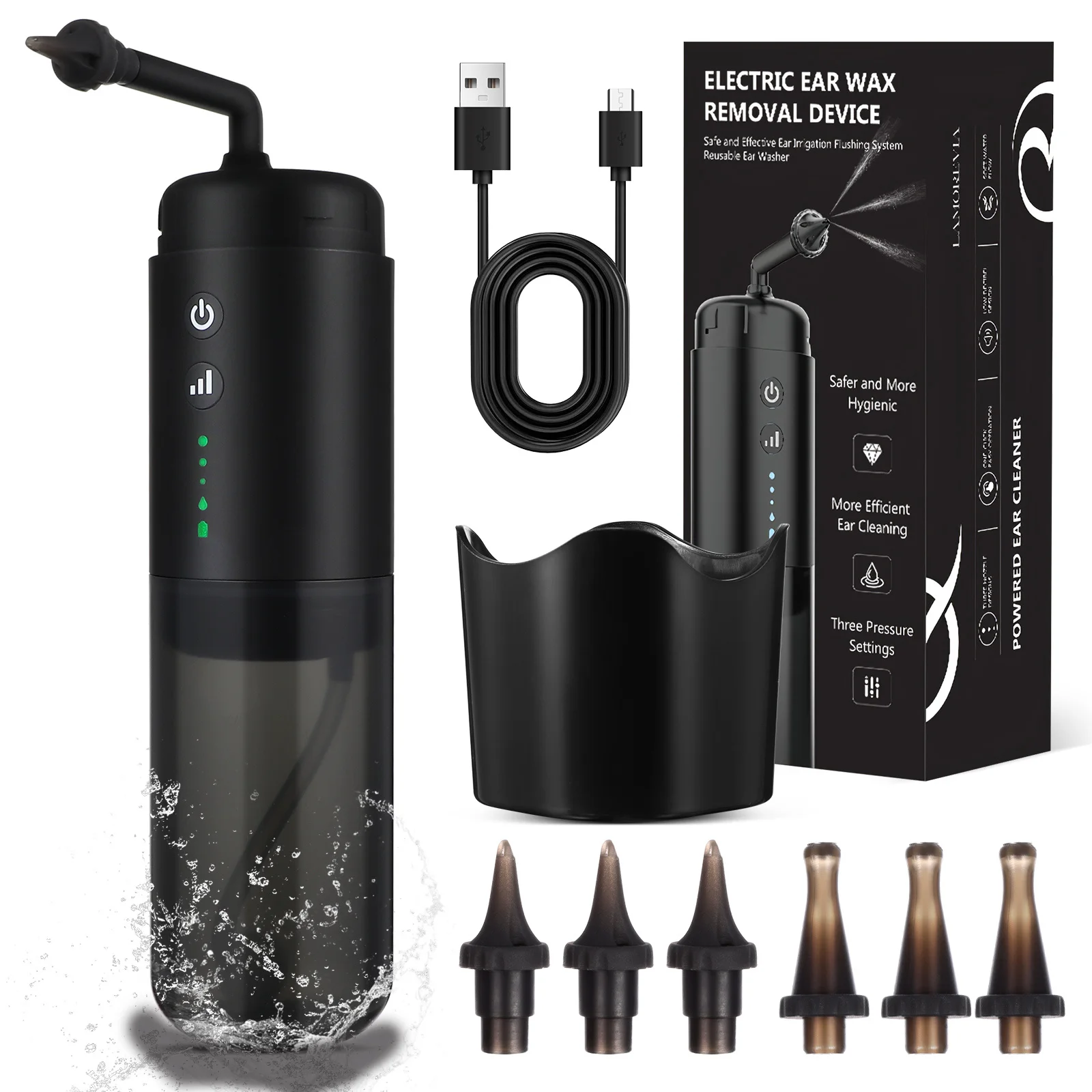 

Electric Canal Flushing System Multiple Nozzles Safe Cleaning Machine Home Travel Powered Ear Cleaner Ear Wash Kit