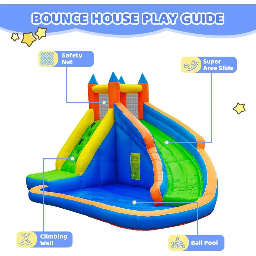 Scivolo d'acqua Iatable, scivoli d'acqua giganti per il cortile dei bambini con piscina per piatti da arrampicata, casa per rimbalzo d'acqua con S