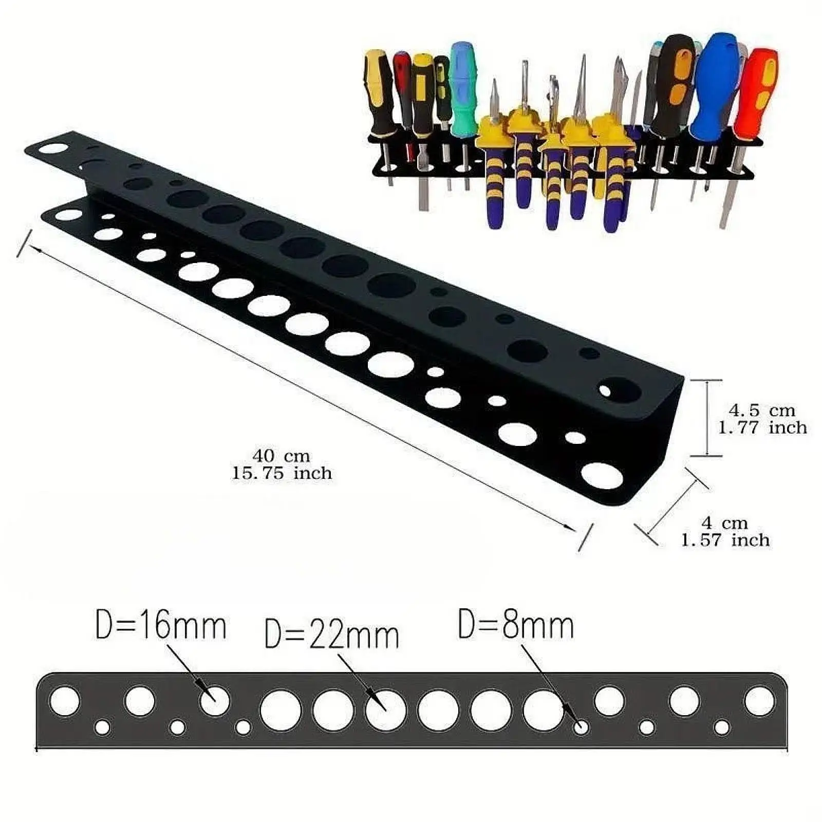 Wall Mounted Screwdrivers Holder Utility Shelf Multipurpose Space Saving Crafting Floating Tool Shelf for Workshop Repairing