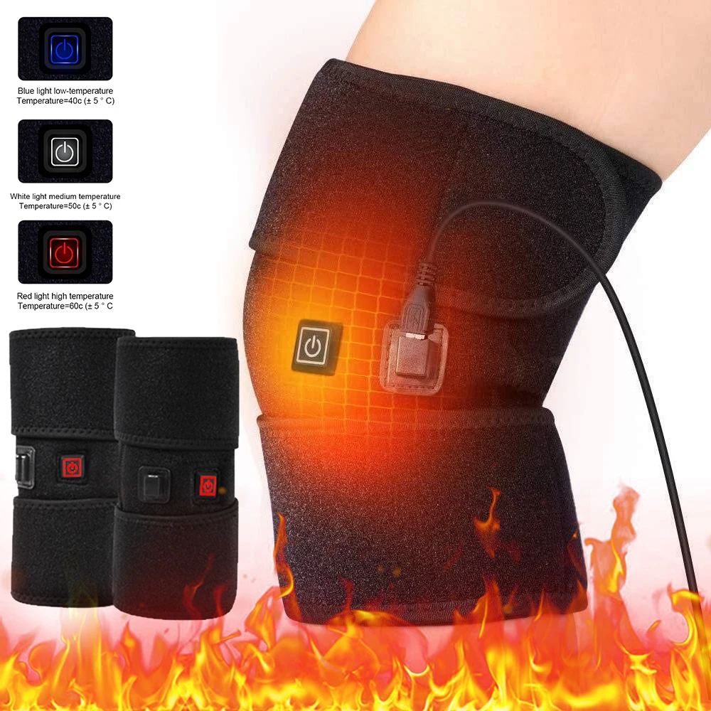 Electric Leg Heating Knee Pads 3 Heat Levels Heated Therapy Hot Compress Knee Arthritis Pain Relief Back Shoulder Elbow Healthy