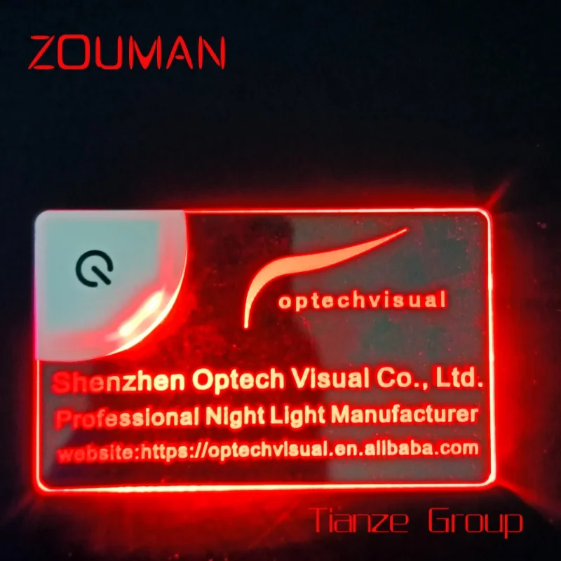 Custom , Luminous Name Card Custom Print LOGO Acrylic LED Business Cards Personalized Laser Engrave Unique Glow Business Card