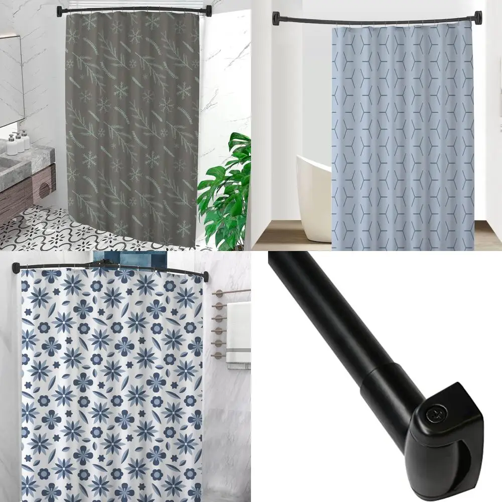 

60-Inch Black Curved Shower Curtain Rod, 5-Foot Mount, Non-Telescoping, Rust-Resistant