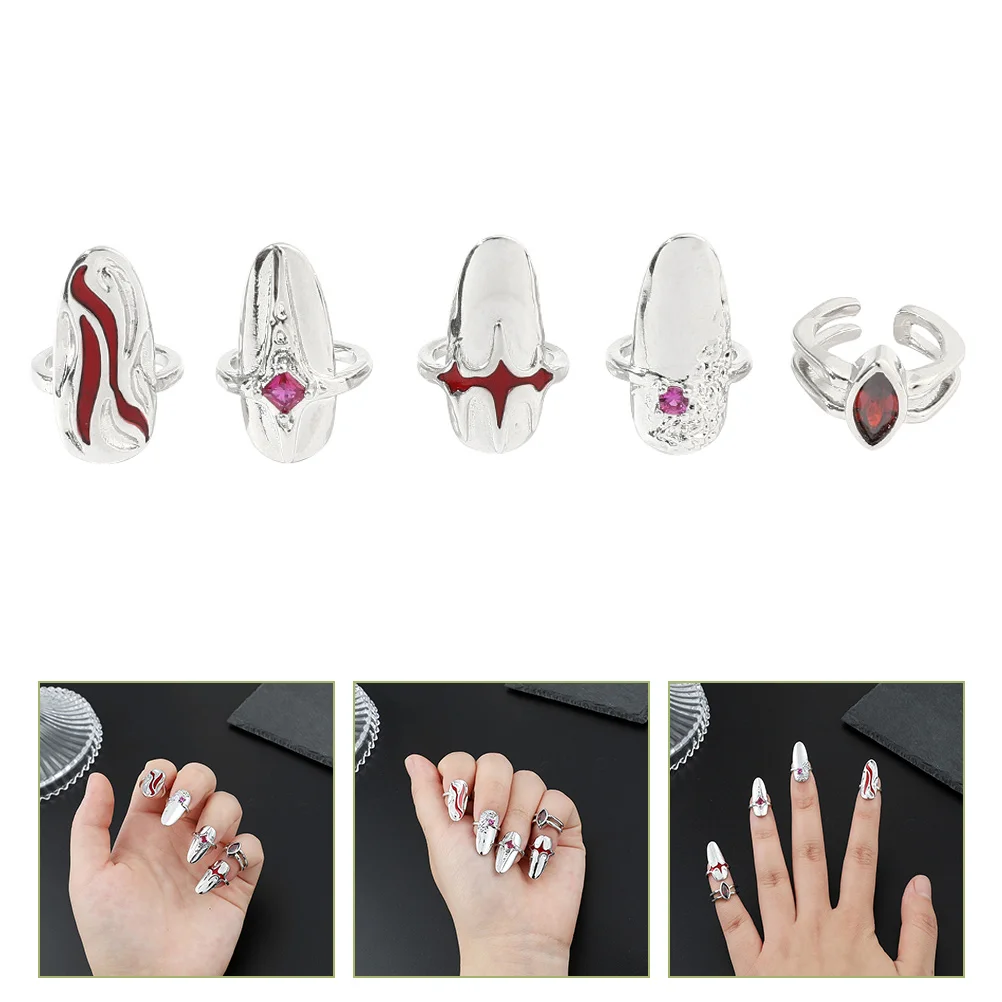 

Nail Ring Jewelry Tip Rings Personality Decor Women Fingernails Zinc Alloy Miss