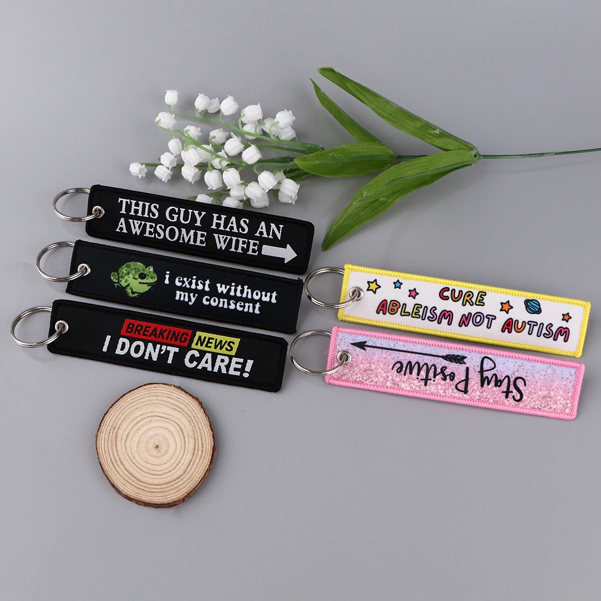 Funny Quotes Series Embroidery Key Fobs Holder Key Tag Key Chain for Motorcycles Women Men Key Ring Decorations Gifts