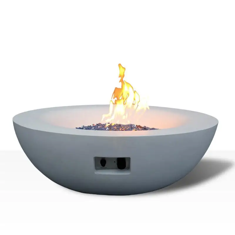 

42" Outdoor Concrete Propane Gas Fire Pit in Antique White Finish