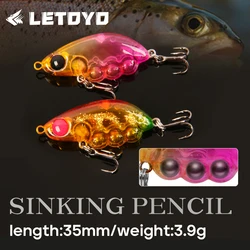 LETOYO-Mini señuelo lápiz para trucha que se hunde – anzuelo triple afilado