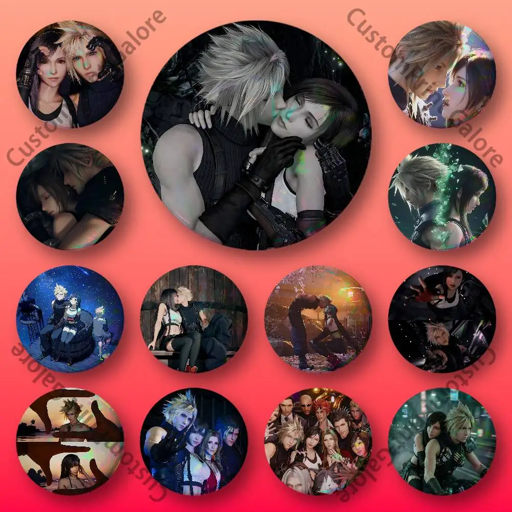 

Cloud Tifa Cloti ff7 Round Custom Badges 75 58 44 32 25 mm Brooch Backpack Hat Enamel Pins Accessories Toys Gifts
