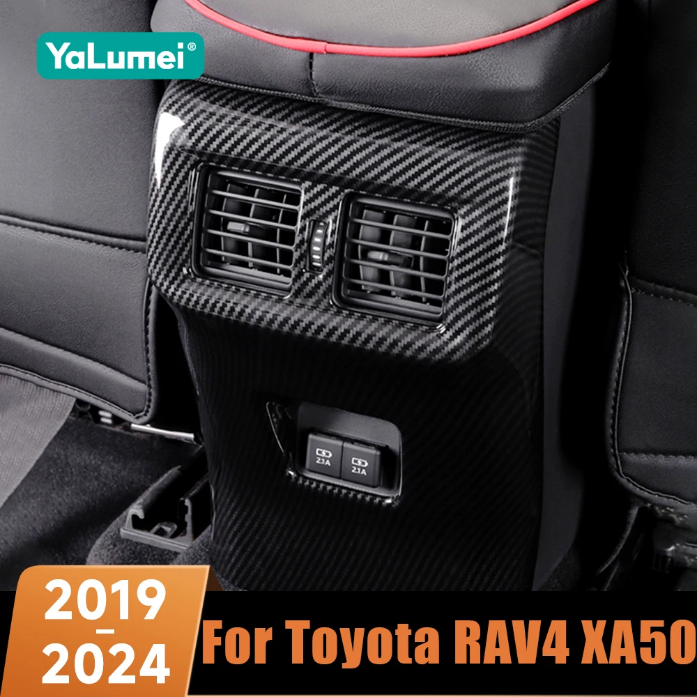 

Car Rear Air Conditioning Vent Outlet Frame Cover Trims ABS Carbon For Toyota RAV4 XA50 2019 2020 2021 2022 2023 2024 Hybrid