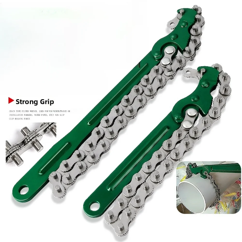 

9 Inch 12 Inch Adjustable Length Chain Filter Wrench Chain Filter Oil Compartment Wrench Cuffed Chain Belt Filter Wrench Tool