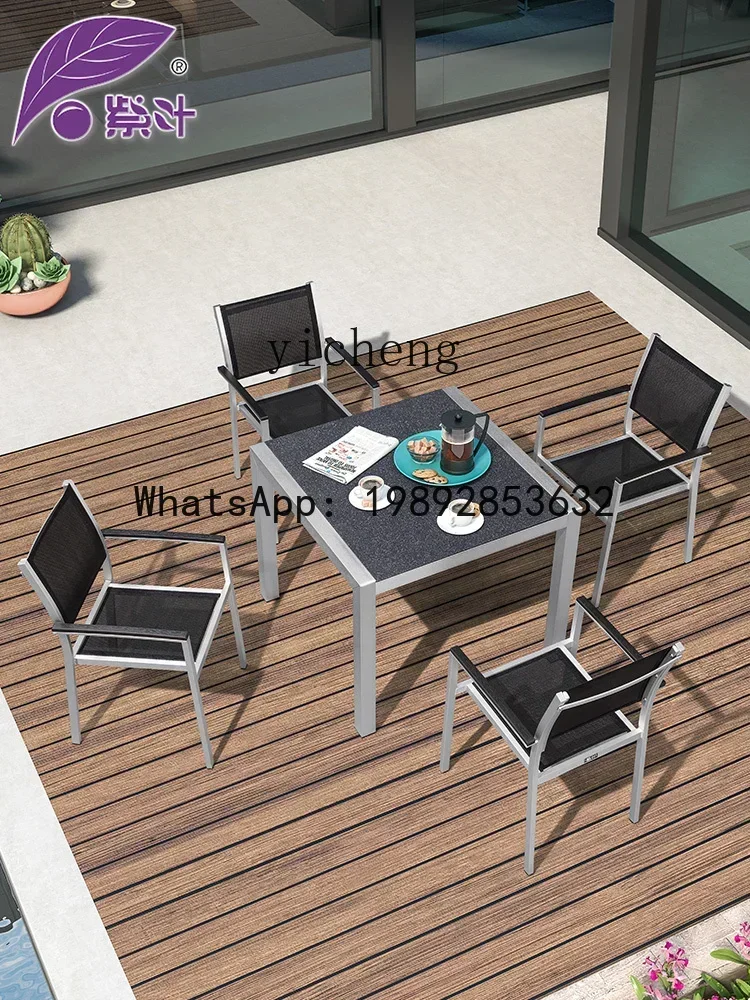 H26 Outdoor Desk-Chair Combination Courtyard Villa Terrace External Table and Chair Garden Balcony Dining Table and Chair