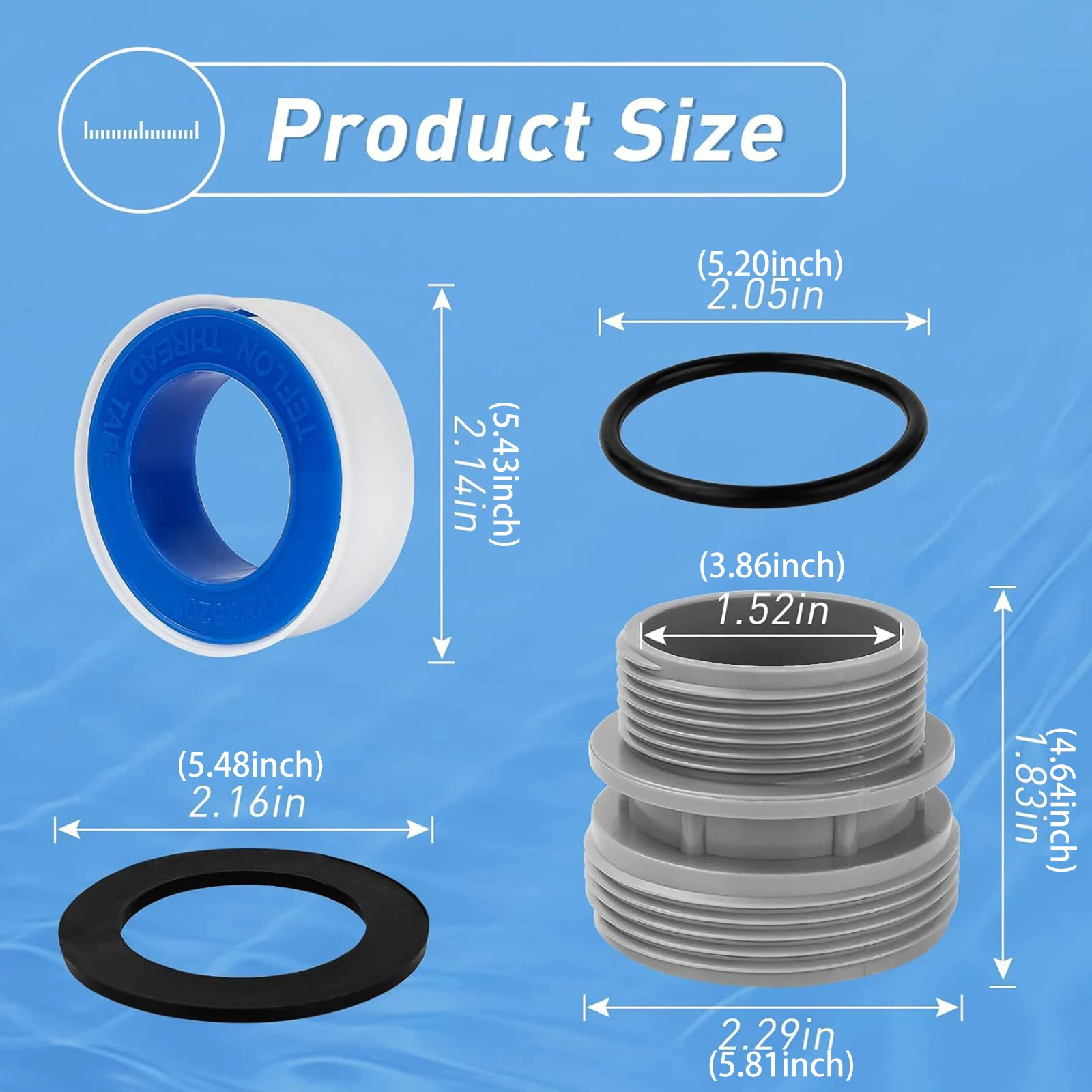 Compatible for Intex 4560 40mm To 1 1/2In Pump Replacement Connects Leak Proof Pools Pumps Short Adapter Pools Piping Accessory
