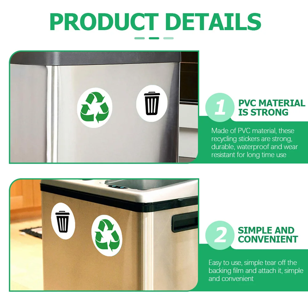 

3Sets Trash Sorting Stickers Garbage Classification PVC Waterproof Recycle Stickers for Trash Can Containers Recycle Sticker