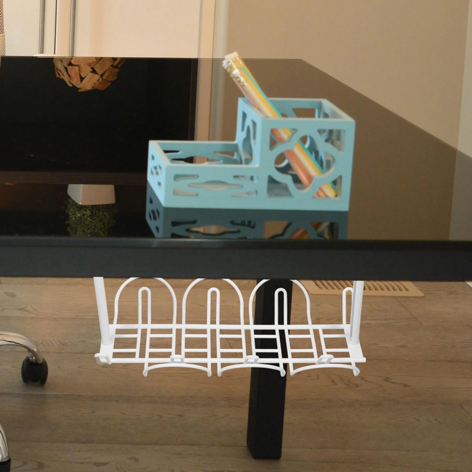 

2Sets Under Desk Cord Rack Strong Load Capacity Cable Storage Rack Compact Lightweight Cable Organizer for Keyboard