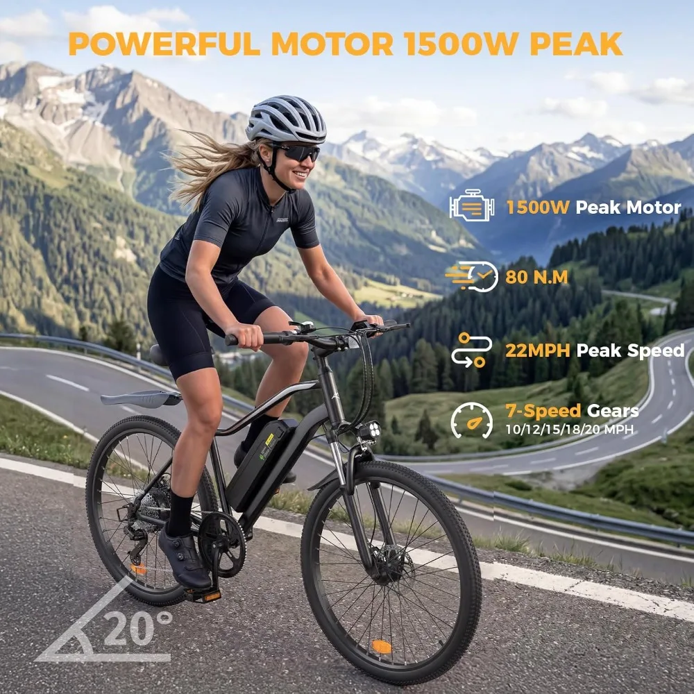 Adult 26" & 14" Foldable Electric Bike, Peak 1000W&1500W Motor, 36V Battery, 55/70/80 Miles Range, Custom