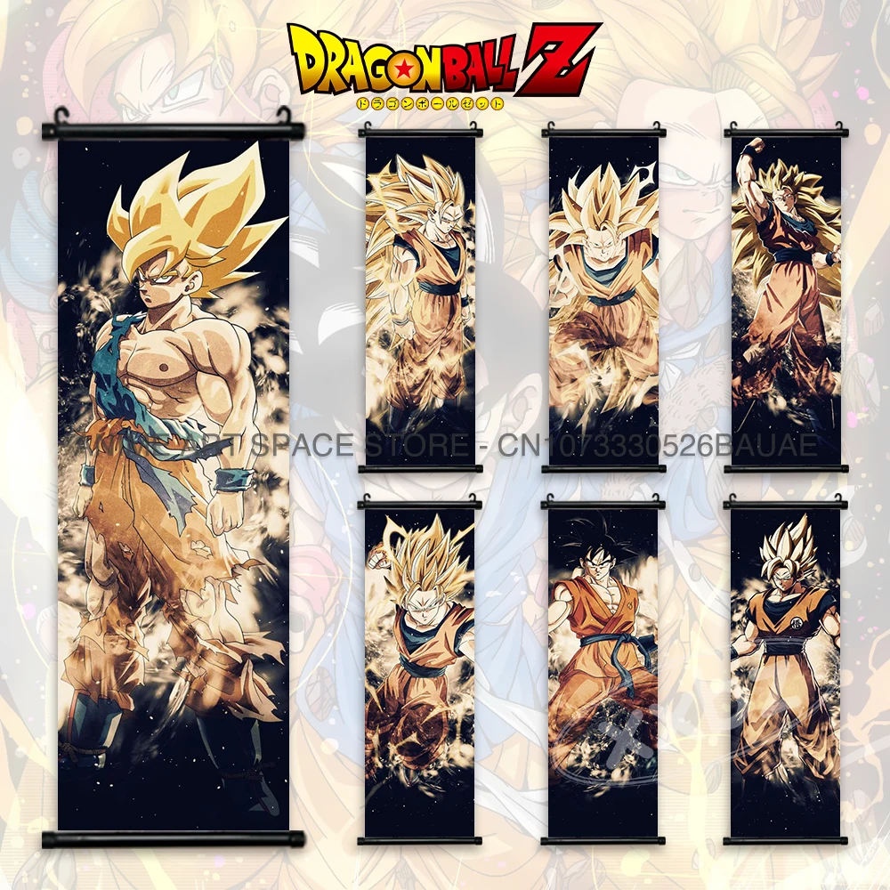 Dragon Ball hängende Gemälde, Heimdekoration, Vegeta, Leinwandrollen, Bild, Wandkunst, gedrucktes Anime-Poster, Gohan-Kunstwerk, Computerzimmer – Detail 2
