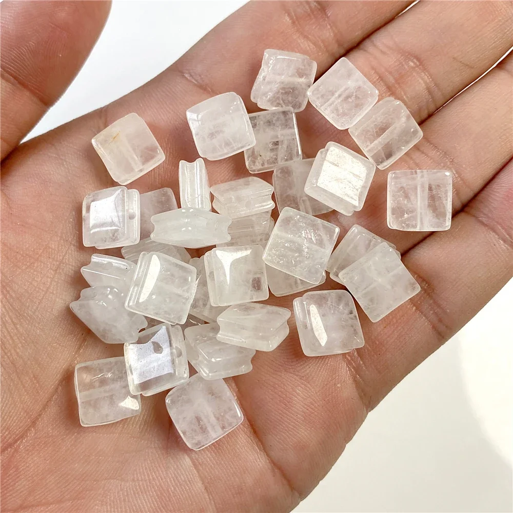 10MM Fashion Trend Square Groove Stone Beads Flat Square Cube Loose Spacer Beads Charm For Jewelry Making Handmade DIY