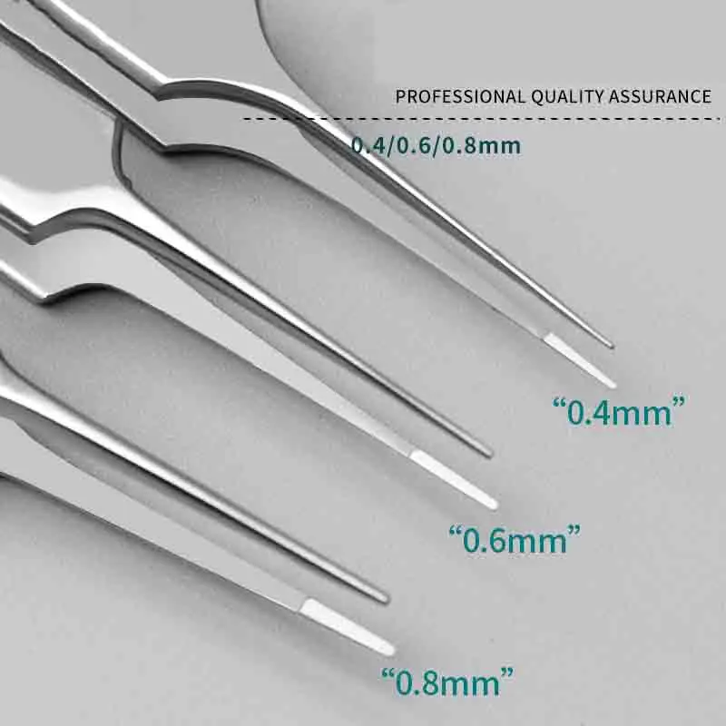 Pinça gorda para cirurgia de pálpebra dupla, aço inoxidável com dentes e ganchos, plataforma reta enterrada